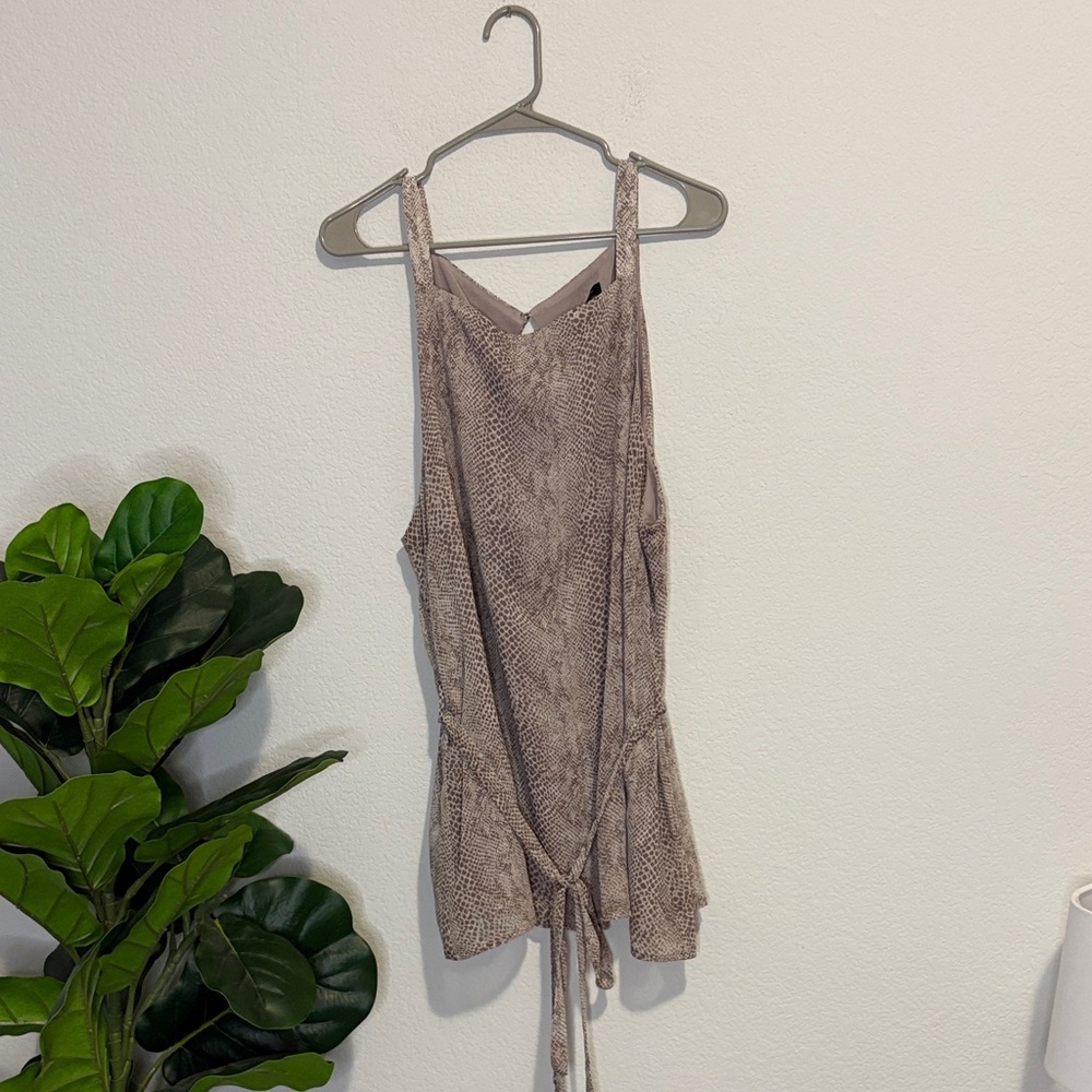 Banana Republic Taupe sheer Snake Print belted Tank Top
